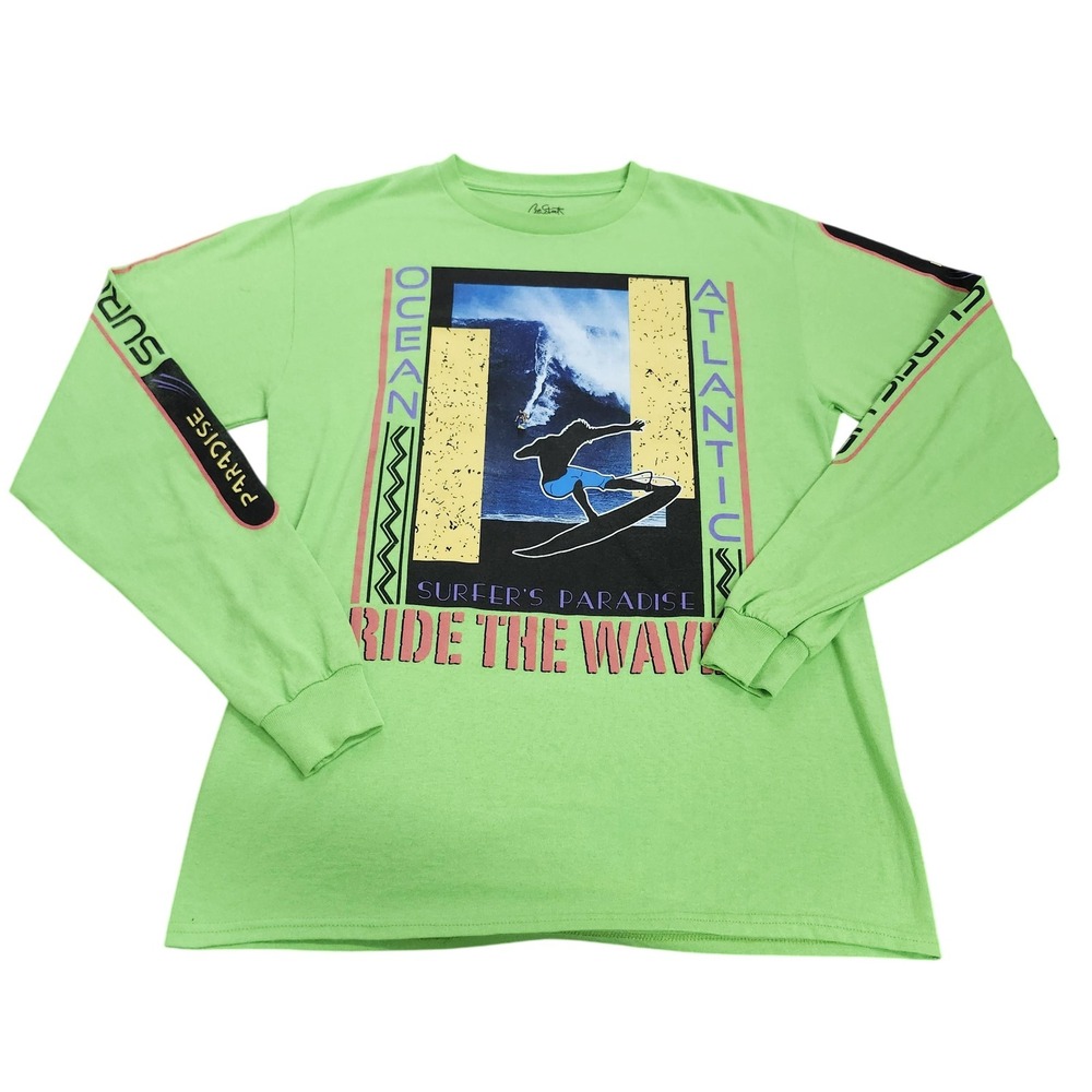 City Streets Ride The Wave Surfers Paradise Shirt Mens Medium Green Atlantic